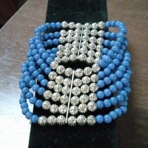 Silver & Blue Bracelet with Multiple Strands